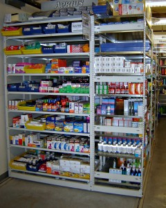 Pharmacy Shelving Stocked